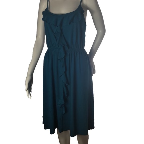 OLD NAVY Teal Midi Length Ruffle Dress Med - Picture 1 of 6